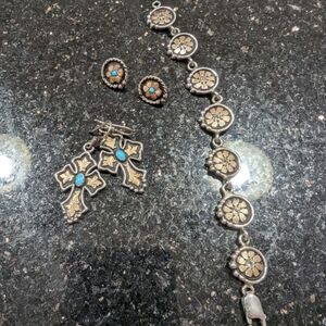 Vintage Silver and Turquoise Jewelry Set